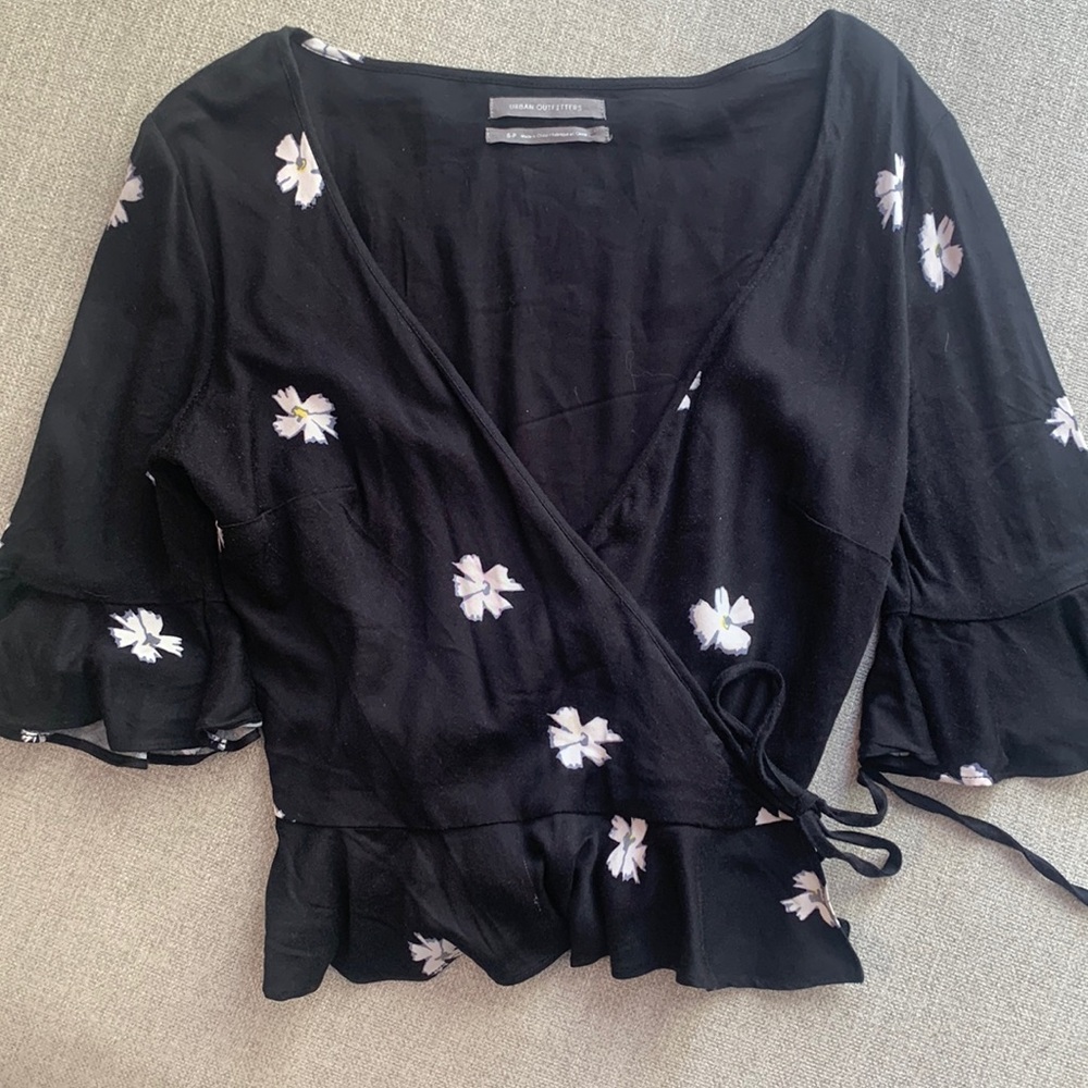 cropped wrap blouse